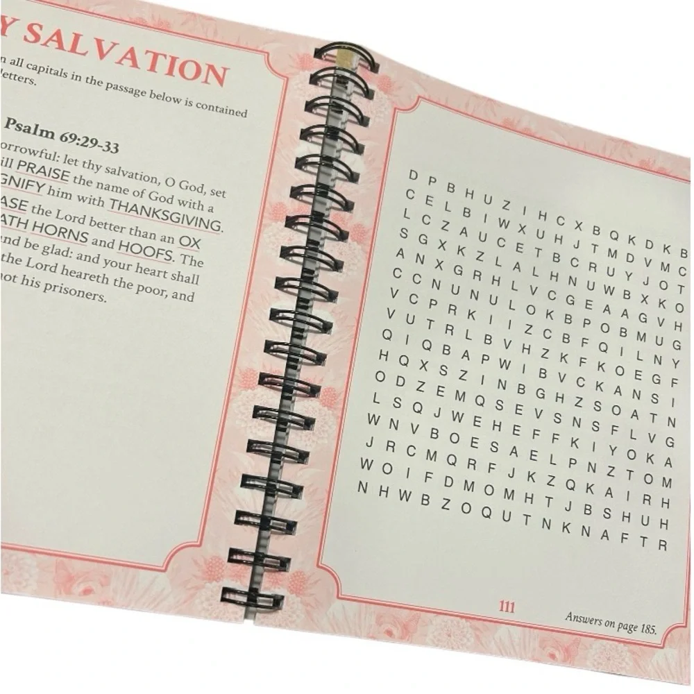 Brain Games Bible Word Search Psalms - Pink Floral Large Print Puzzle Book - Picture 2 of 2